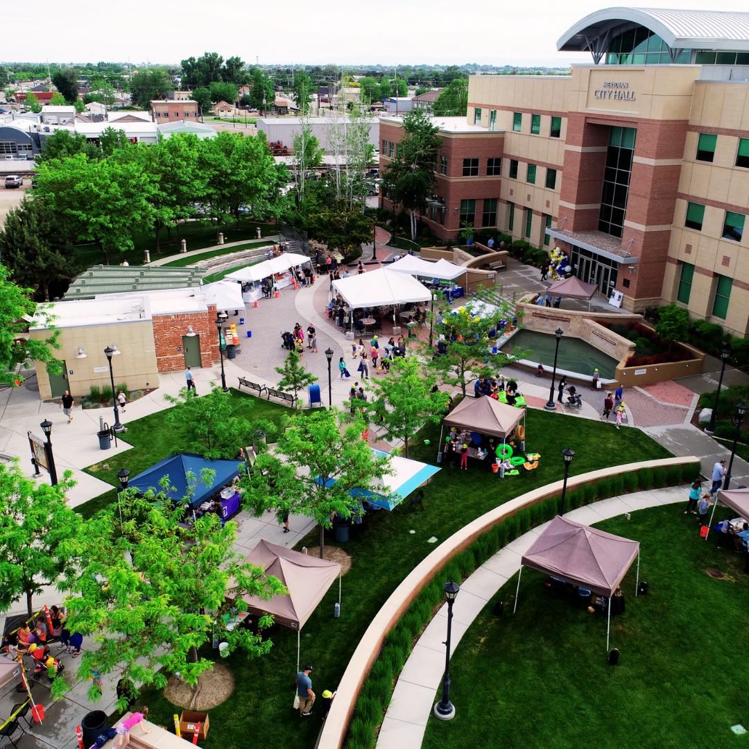 Aerial view of City Hall Plaza during Public Works Week 2023